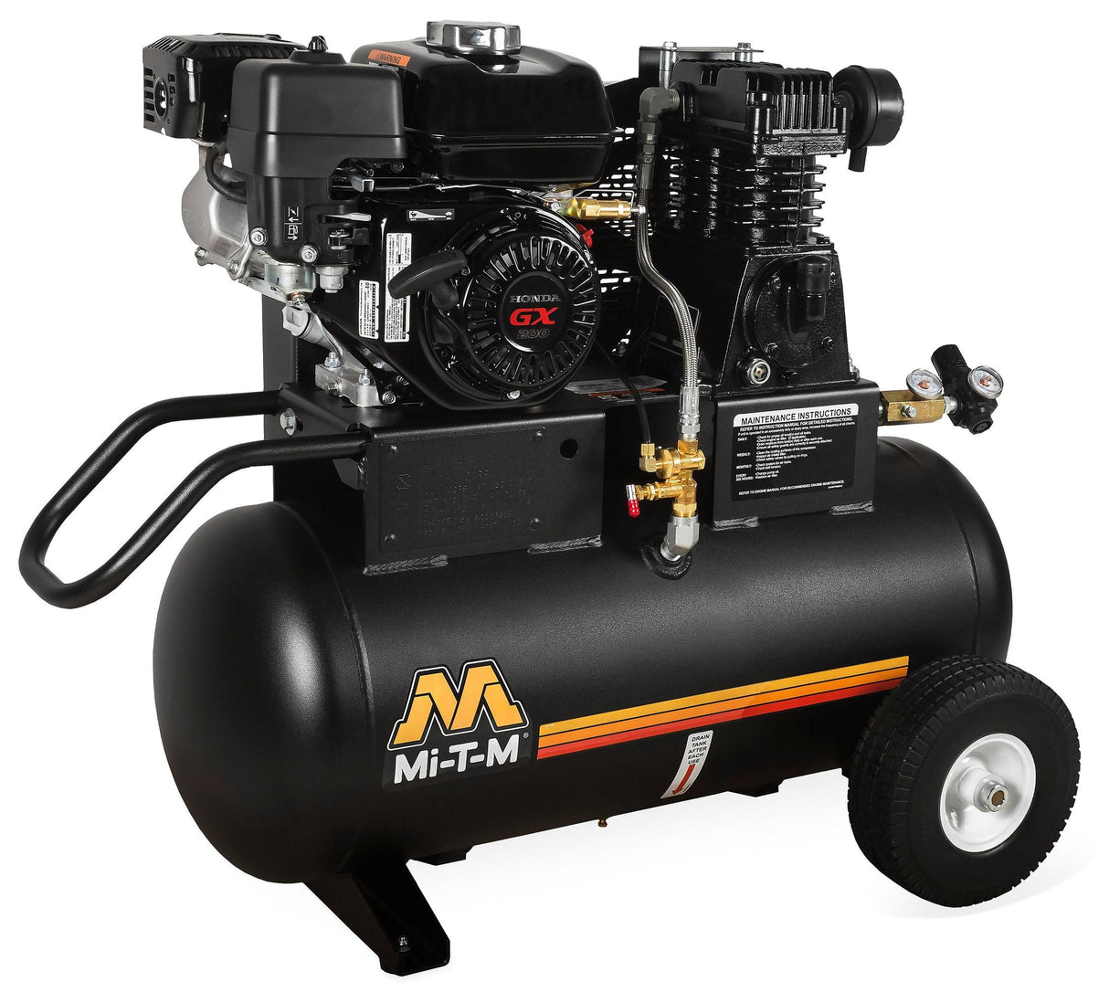 20 Gallon Air Compressor – Mi-T-M Gas Powered, Belt Drive, Honda GX200 (AM1-PH65-20M)