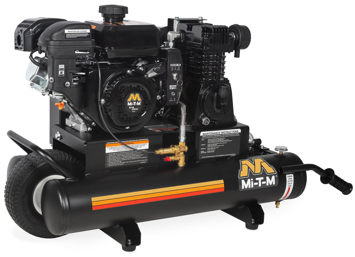 MiTM Air Compressor – 8 Gallon, Electric Start, Gas Powered Industrial (AM1-PM07-08ME)