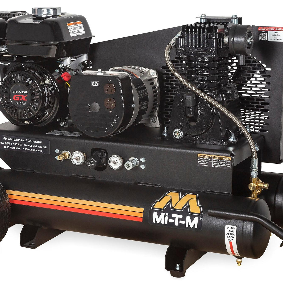 Single Stage Compressor Generator Combo – Mi-T-M 8 Gallon, Honda GX200 ...